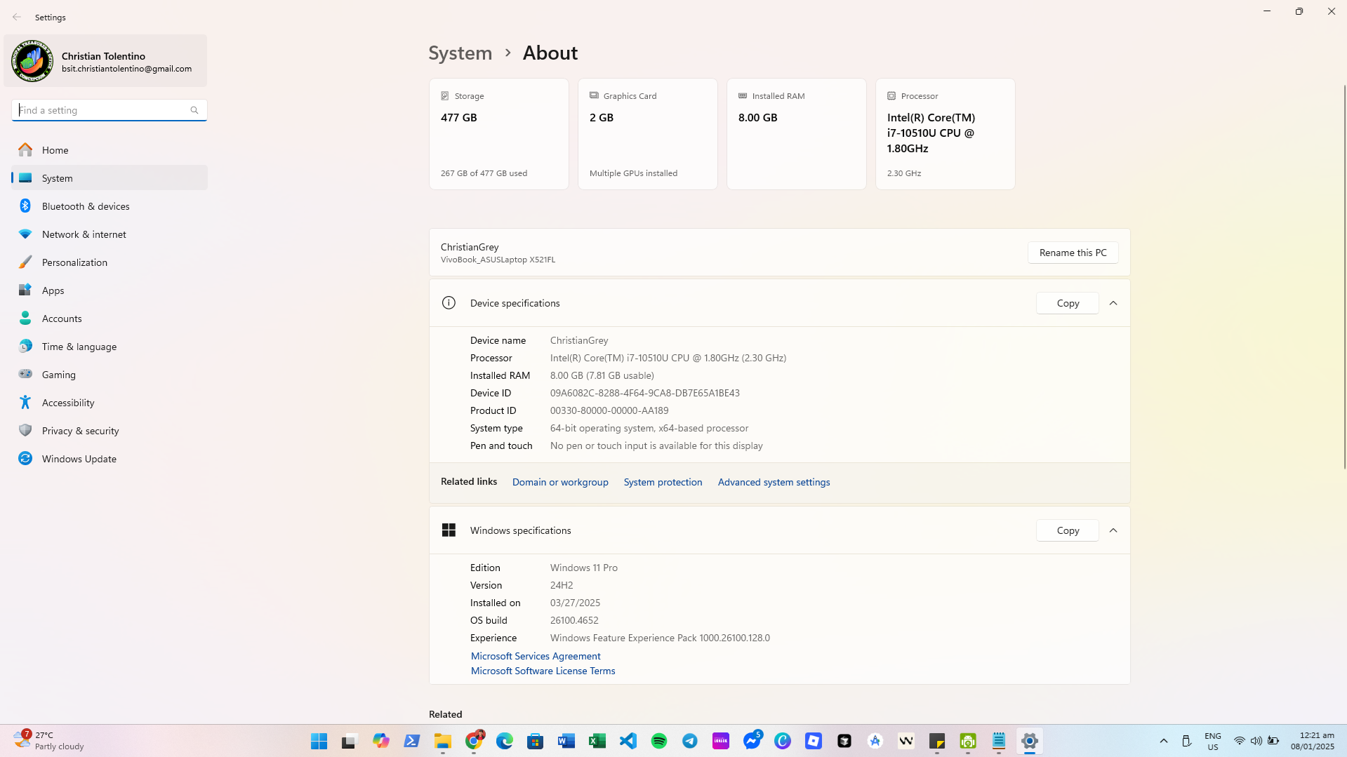 Windows 11 Device Specifications Screenshot